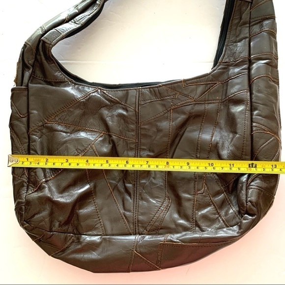 Vintage Purse Brown Leather Patchwork Design Shoulder Bag Western Grandma Rodeo - Picture 8 of 11